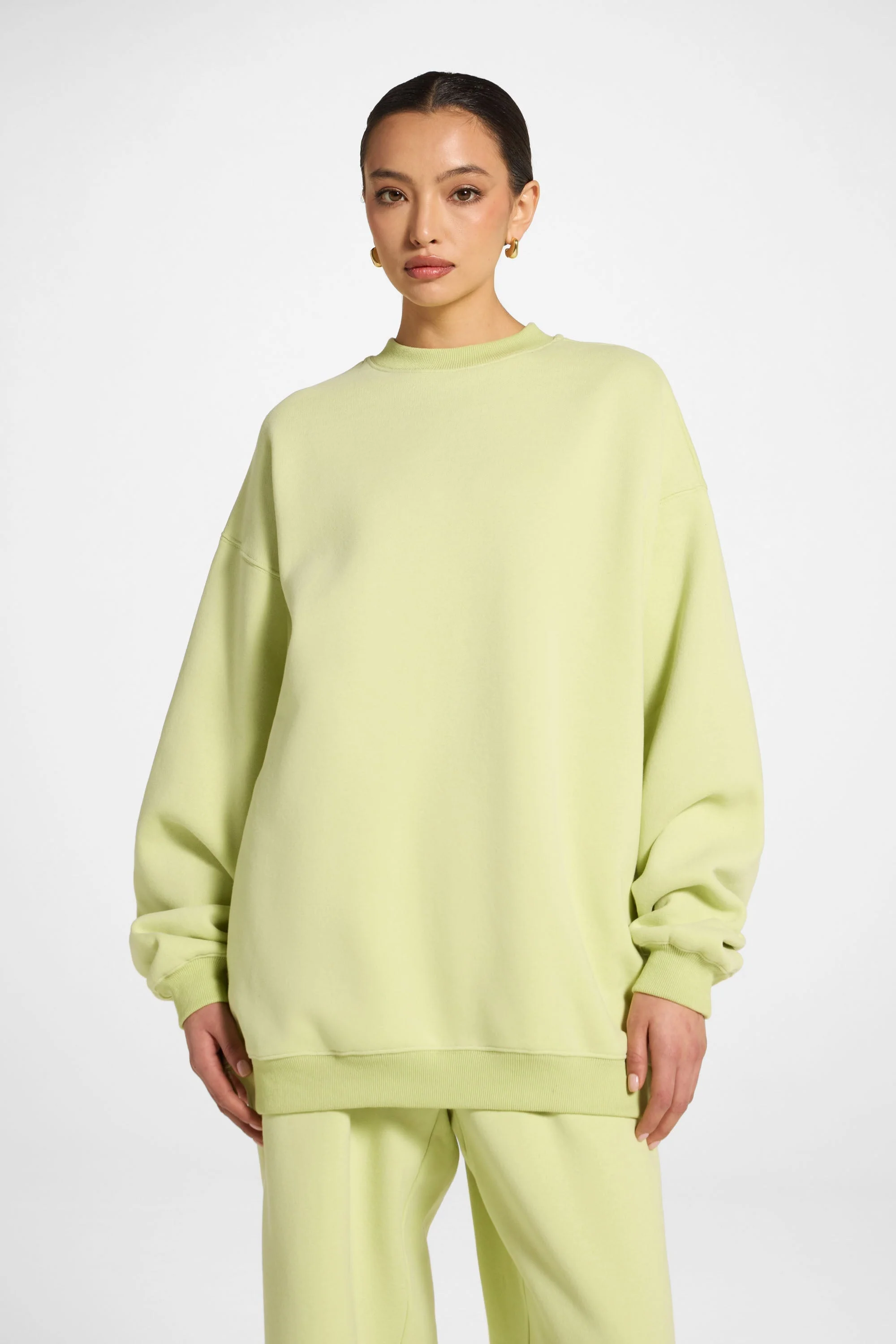 Unisex Mock Neck Sweatshirt - Limeade - Image 2