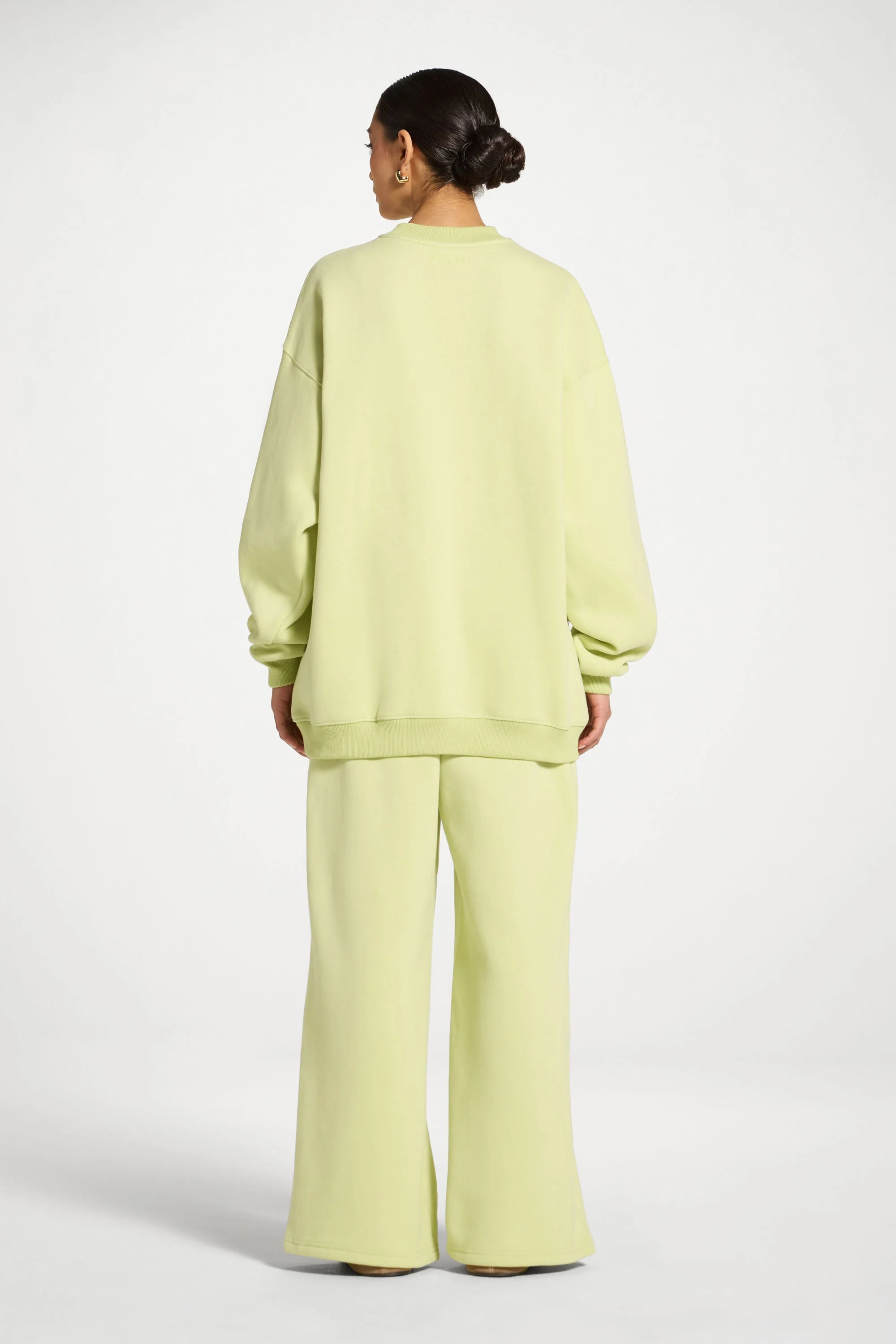 Cotton Wide Leg Sweatpants - Limeade - Image 5