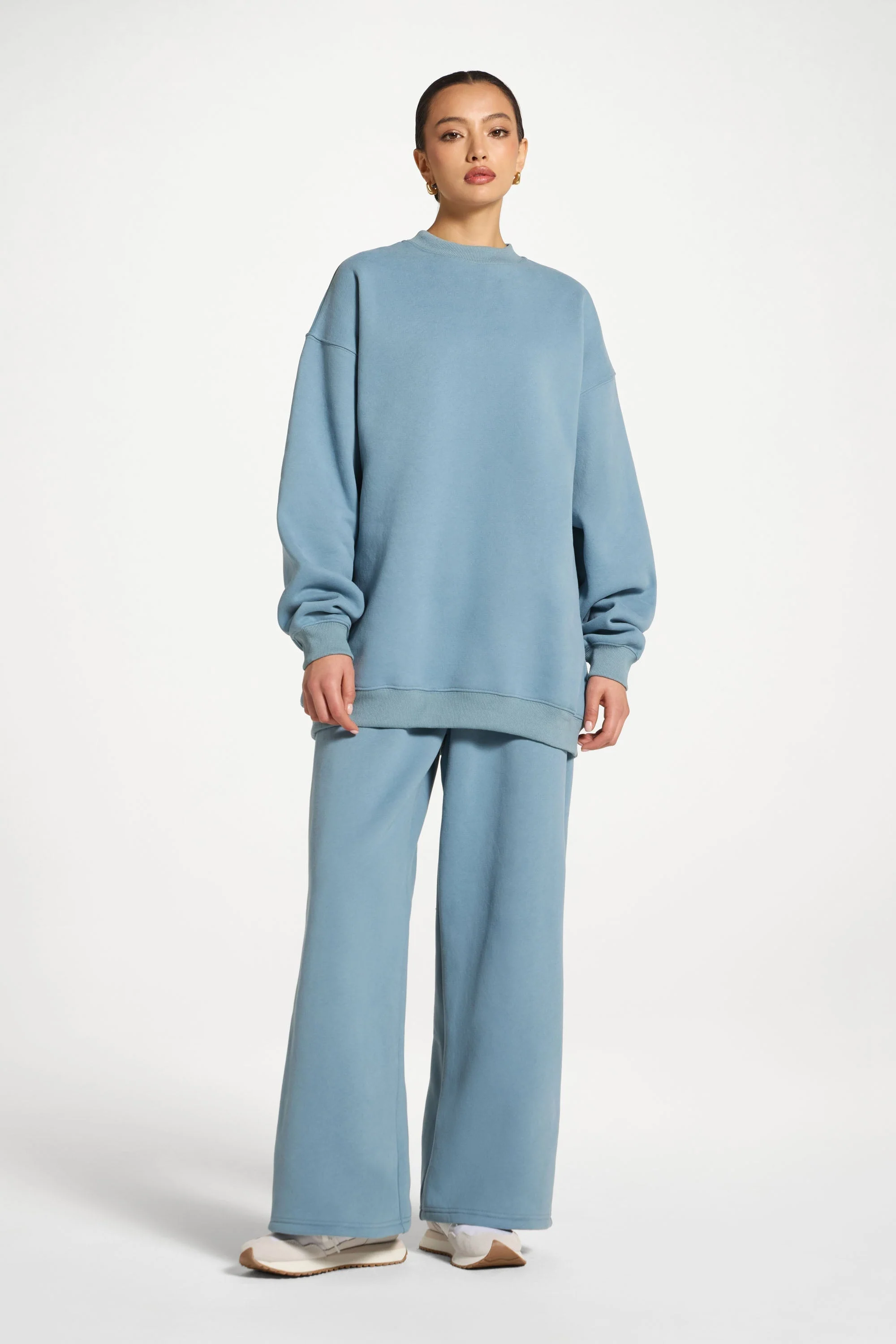 Unisex Mock Neck Sweatshirt - Steel Blue