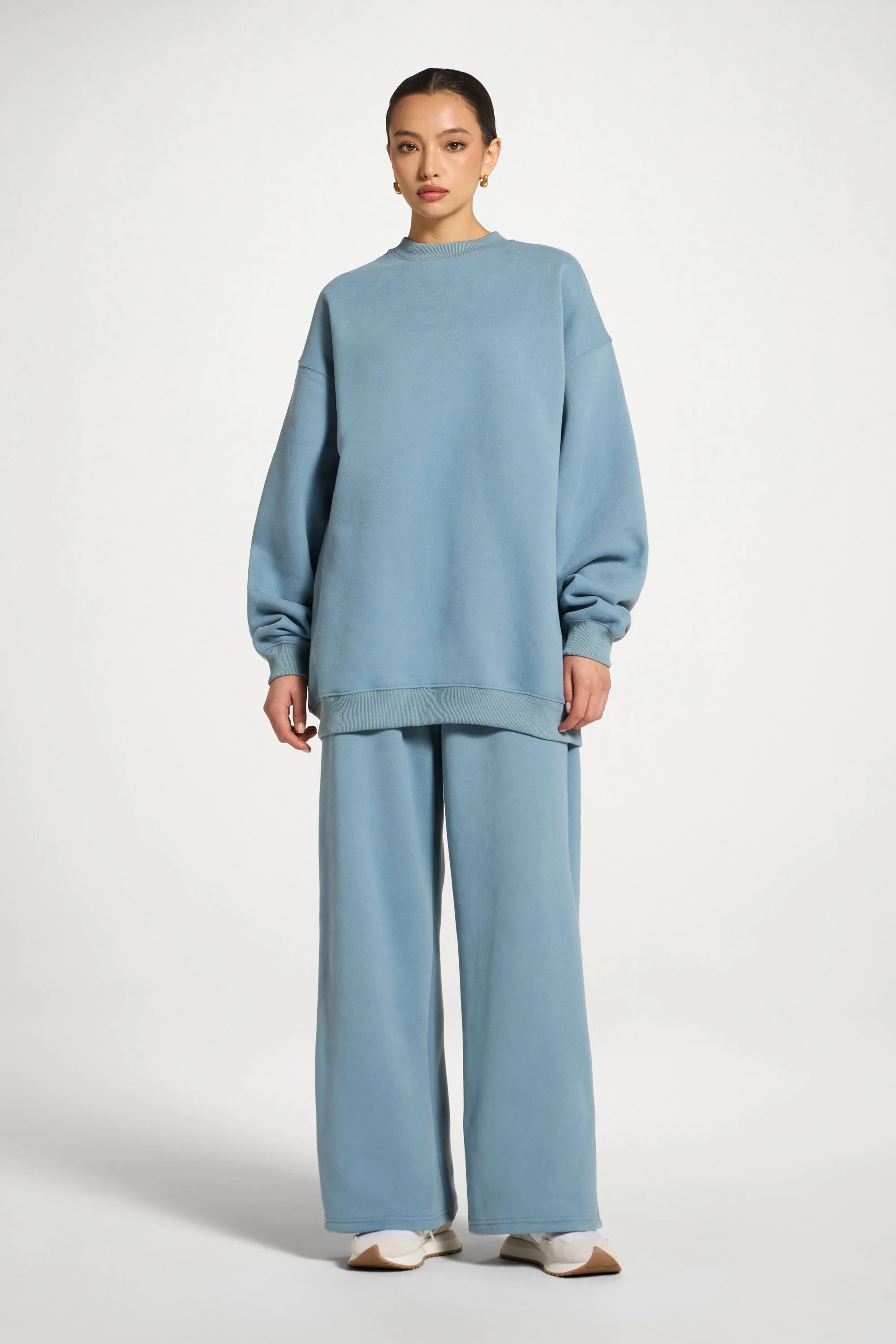 Unisex Mock Neck Sweatshirt - Steel Blue - Image 3