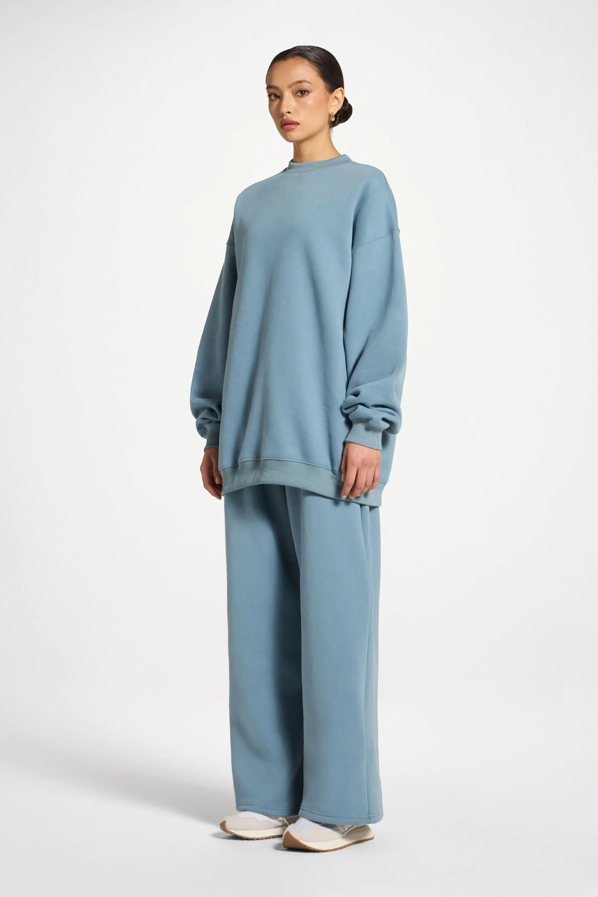 Unisex Mock Neck Sweatshirt - Steel Blue - Image 5