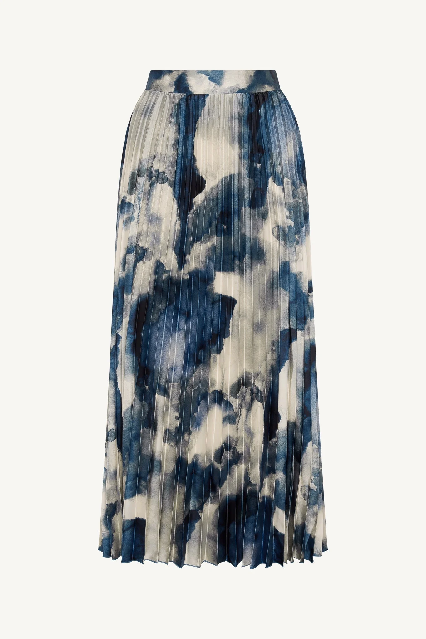 Watercolor Pleated Maxi Skirt - Blue - Image 4