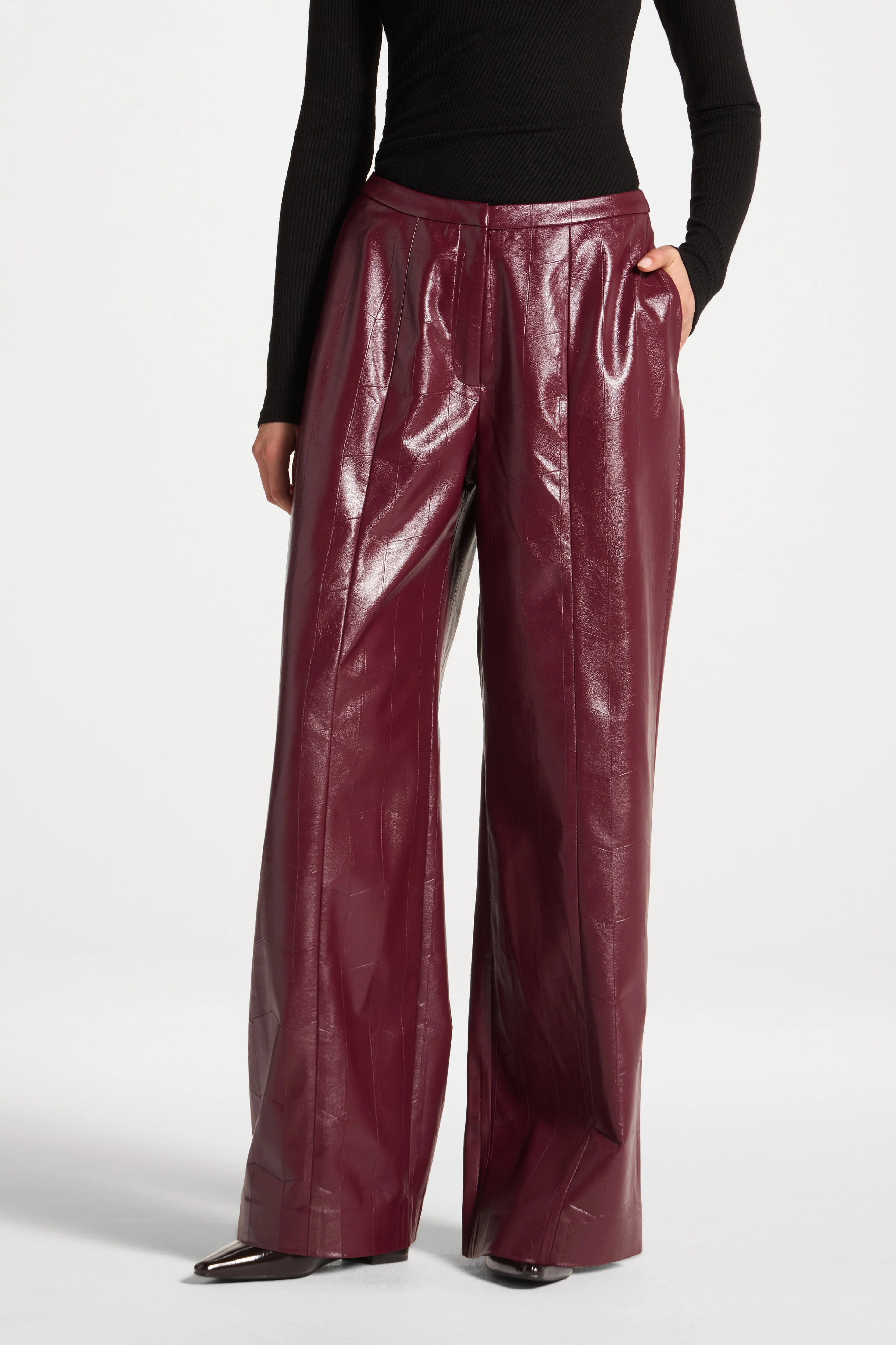 Wide Leg Leather Pants - Fig - Image 2