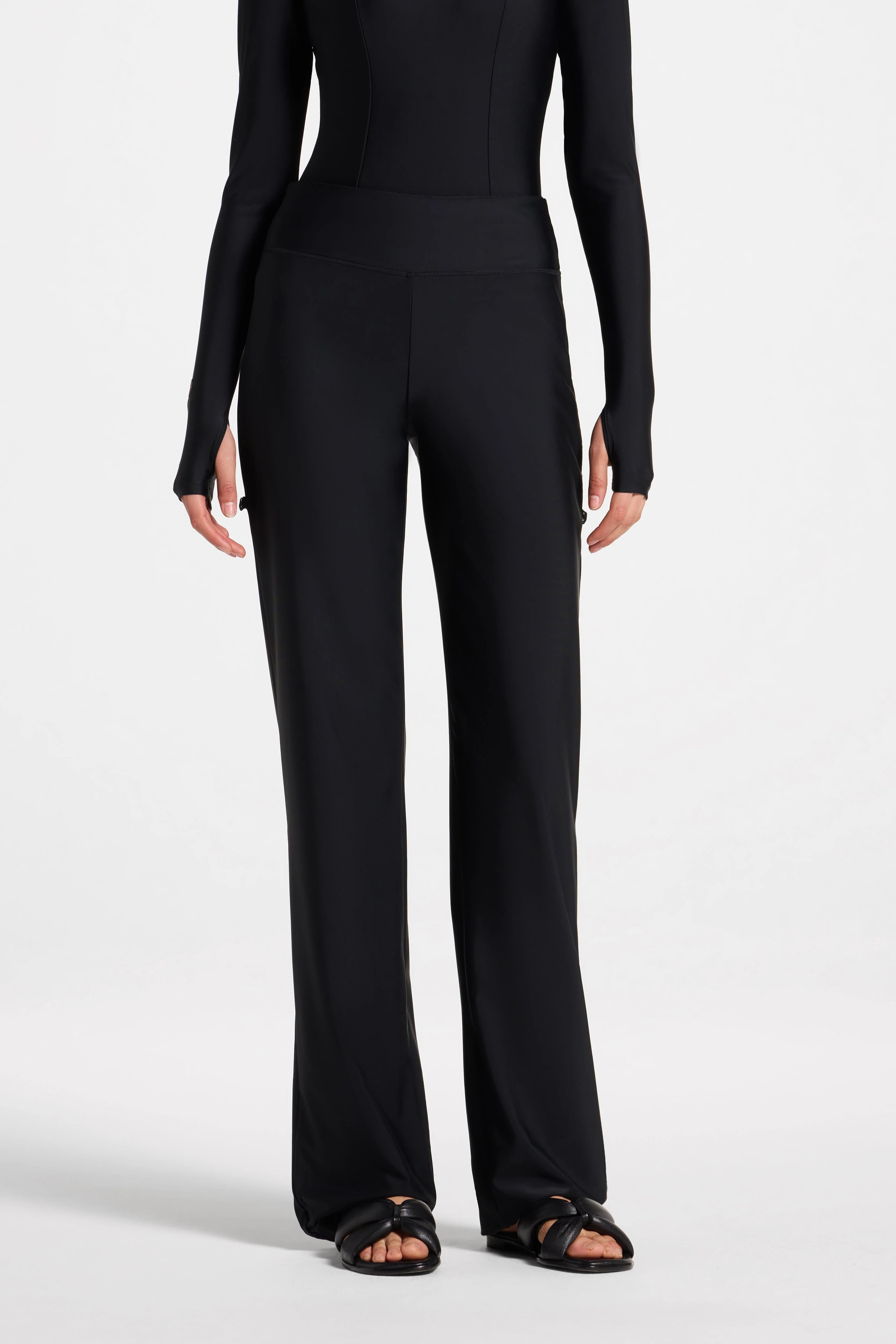 Wide Leg Swim Pants - Black