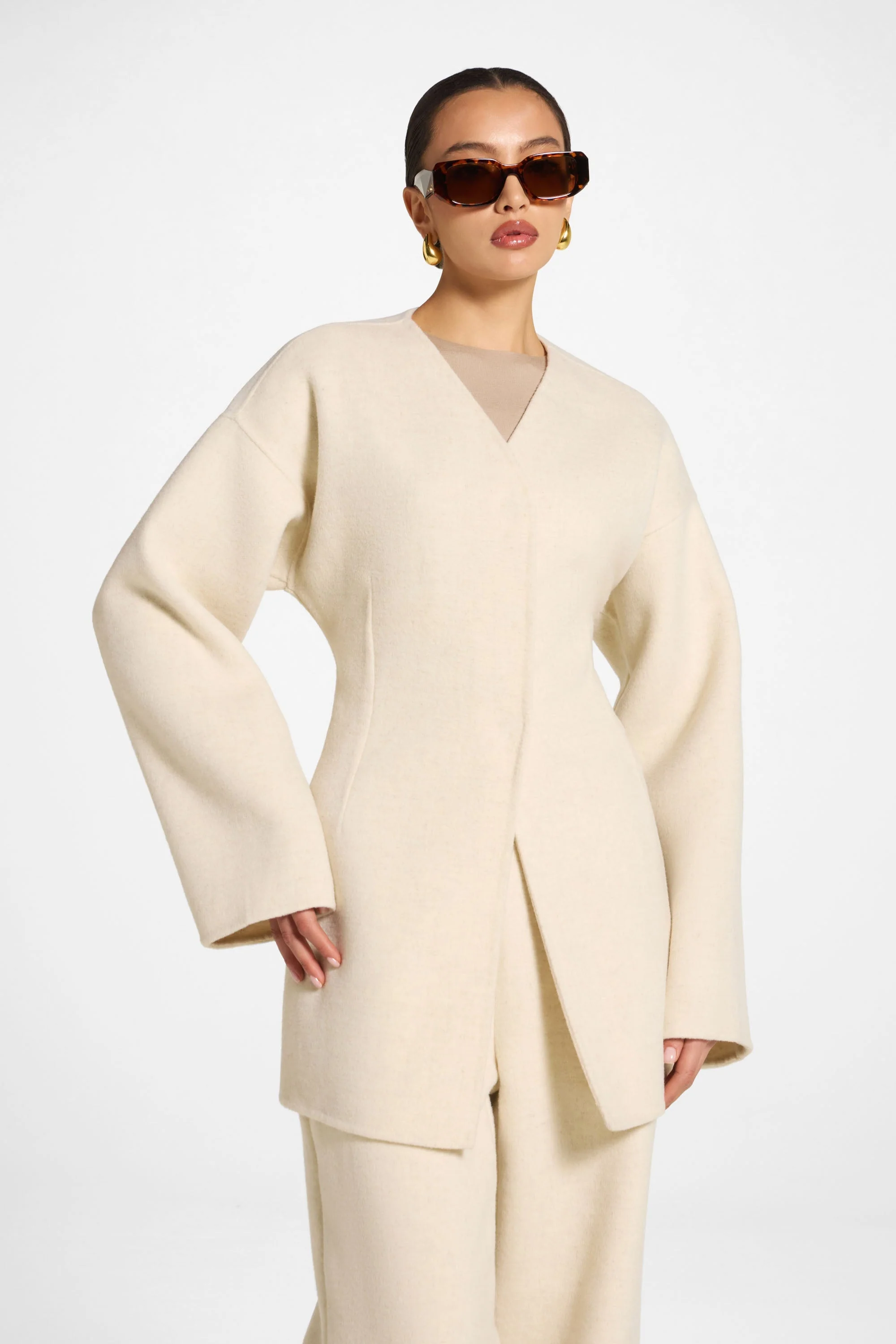Wool Cinch Jacket - Beige - Image 5