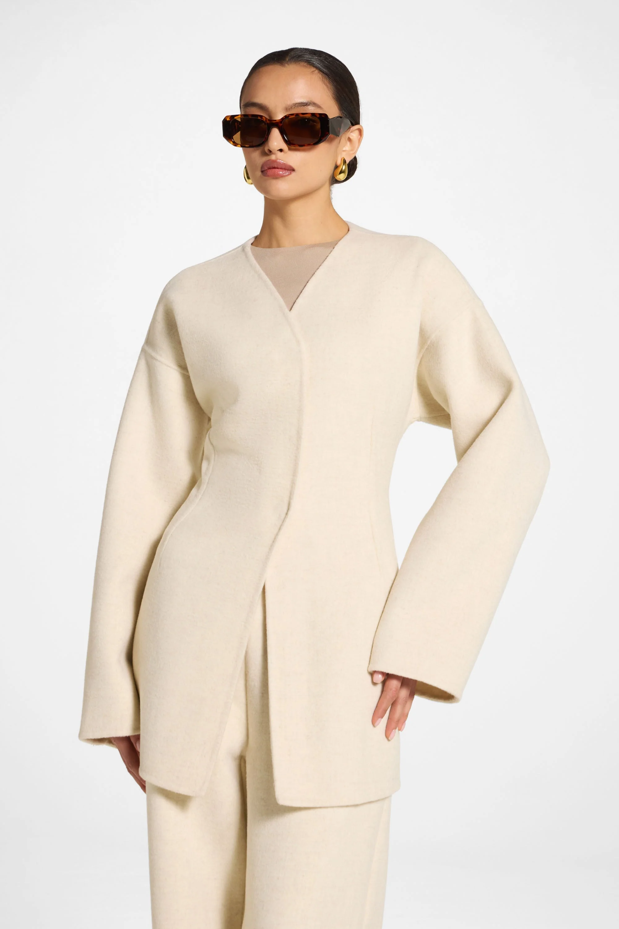 Wool Cinch Jacket - Beige - Image 7