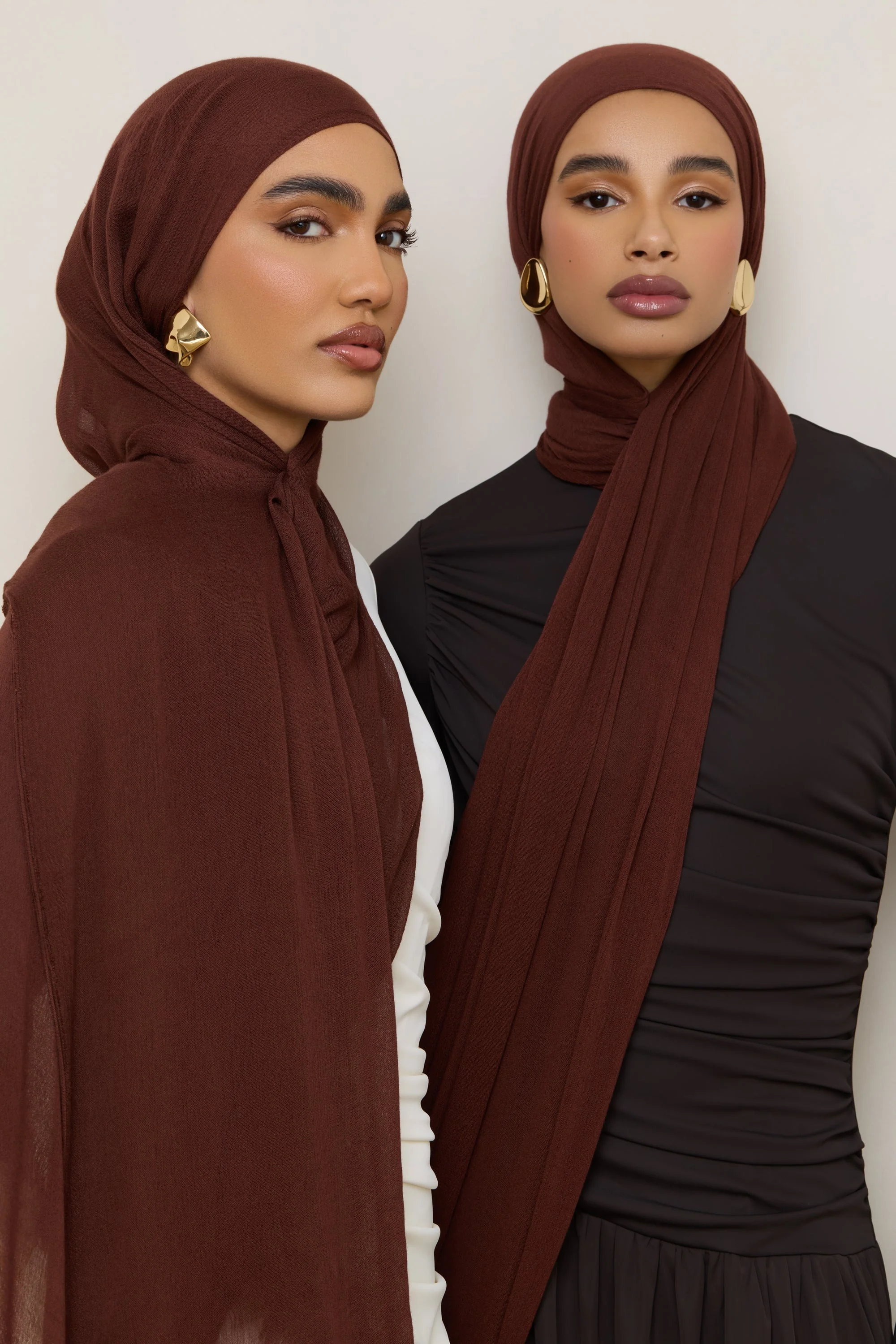 Modal Crinkle Hijab - Cocoa Fringe