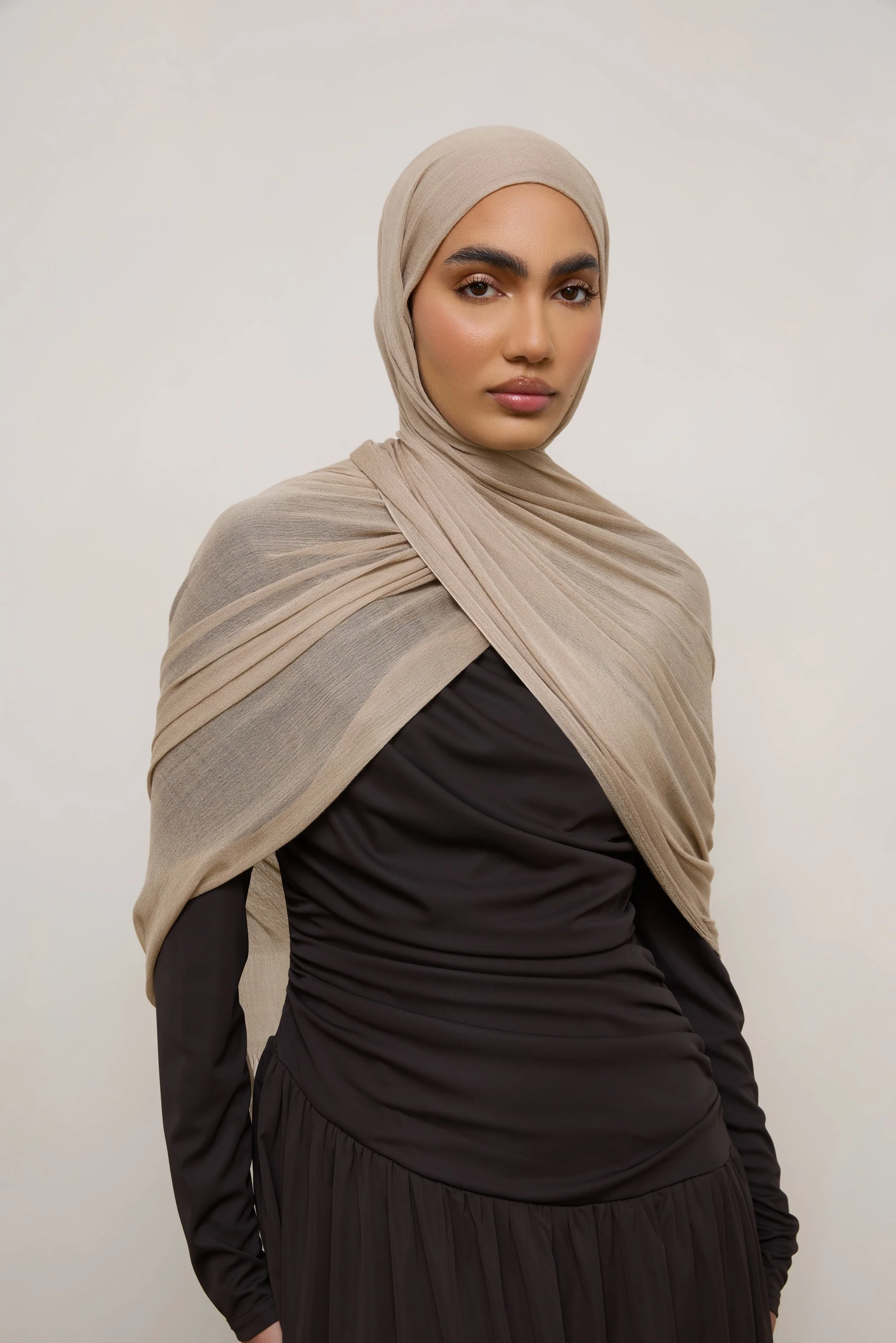 Modal Crinkle Hijab - Sand Fringe - Image 3
