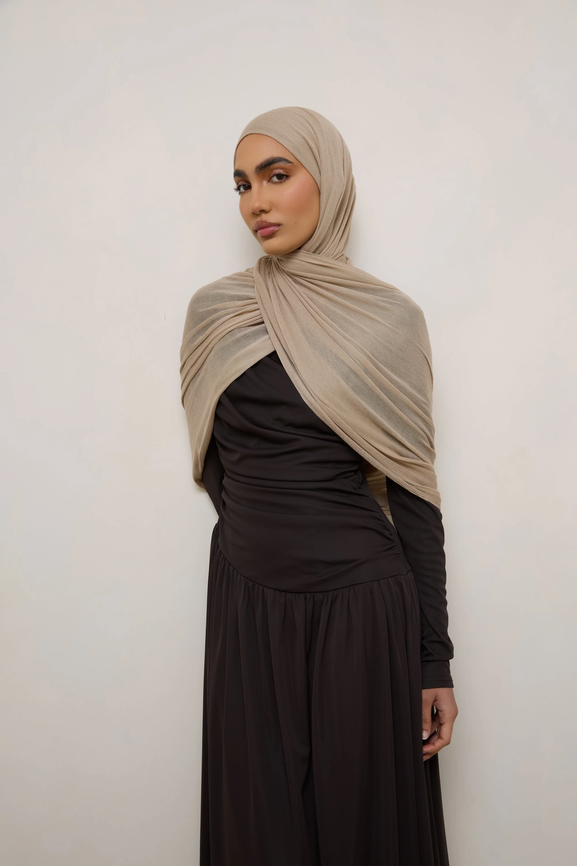 Modal Crinkle Hijab - Sand Fringe - Image 4