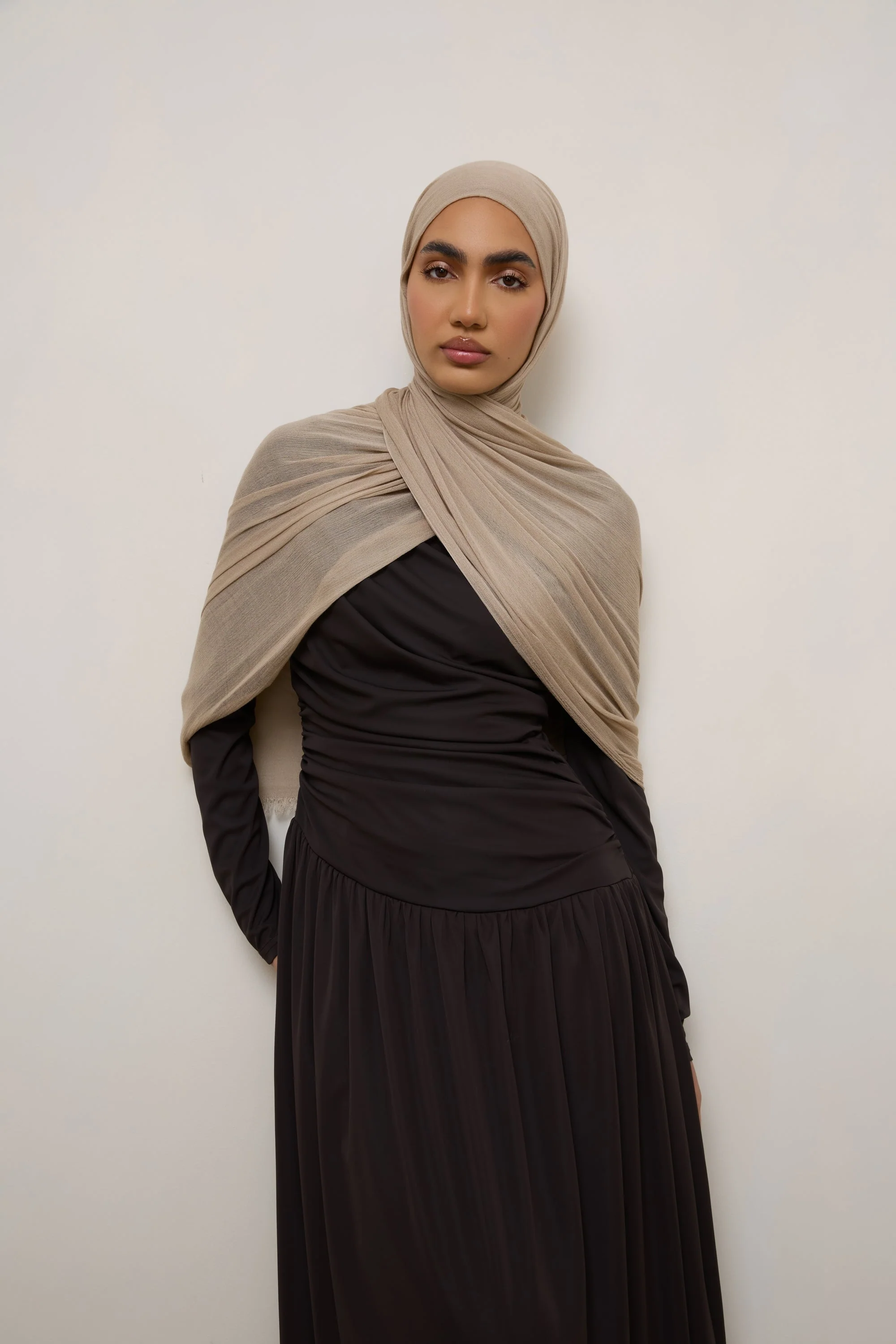Modal Crinkle Hijab - Sand Fringe - Image 5