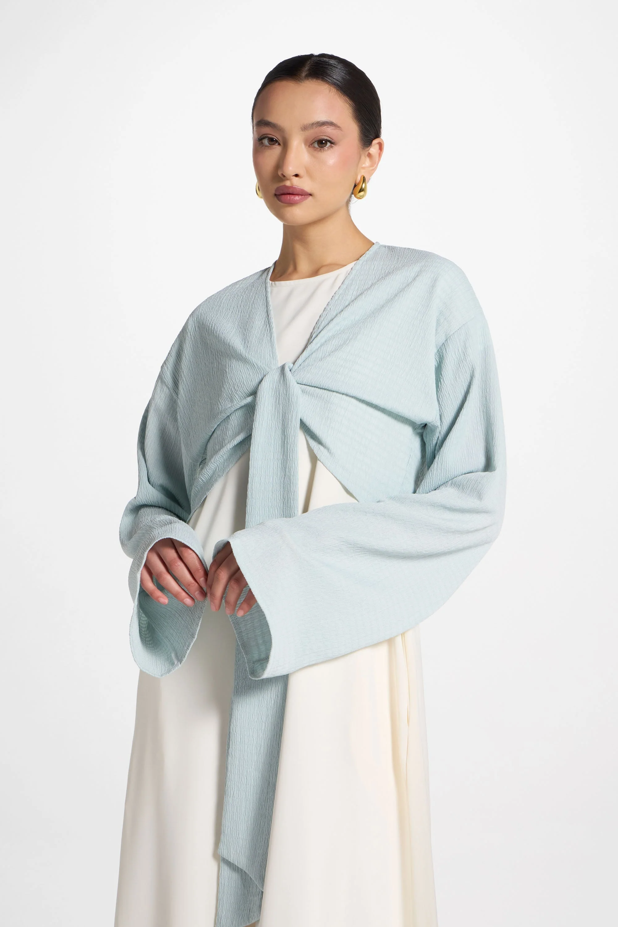Wrap Tie Cardigan Top - Blue Sky - Image 10