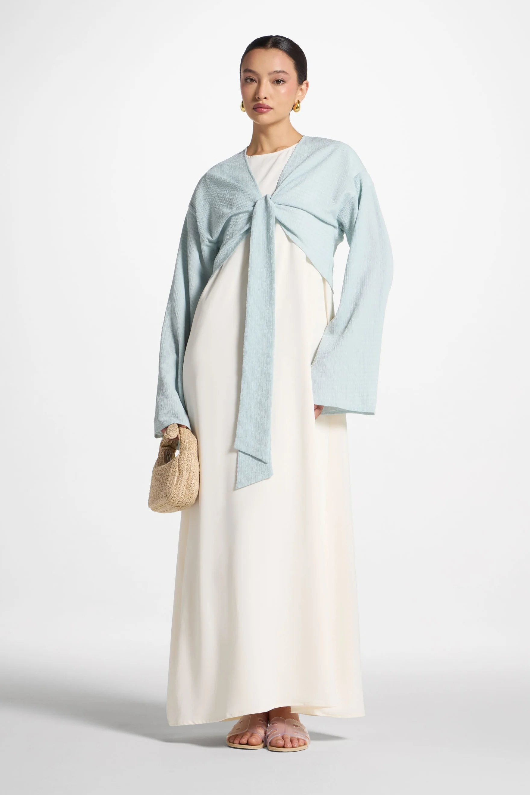 Wrap Tie Cardigan Top - Blue Sky - Image 2
