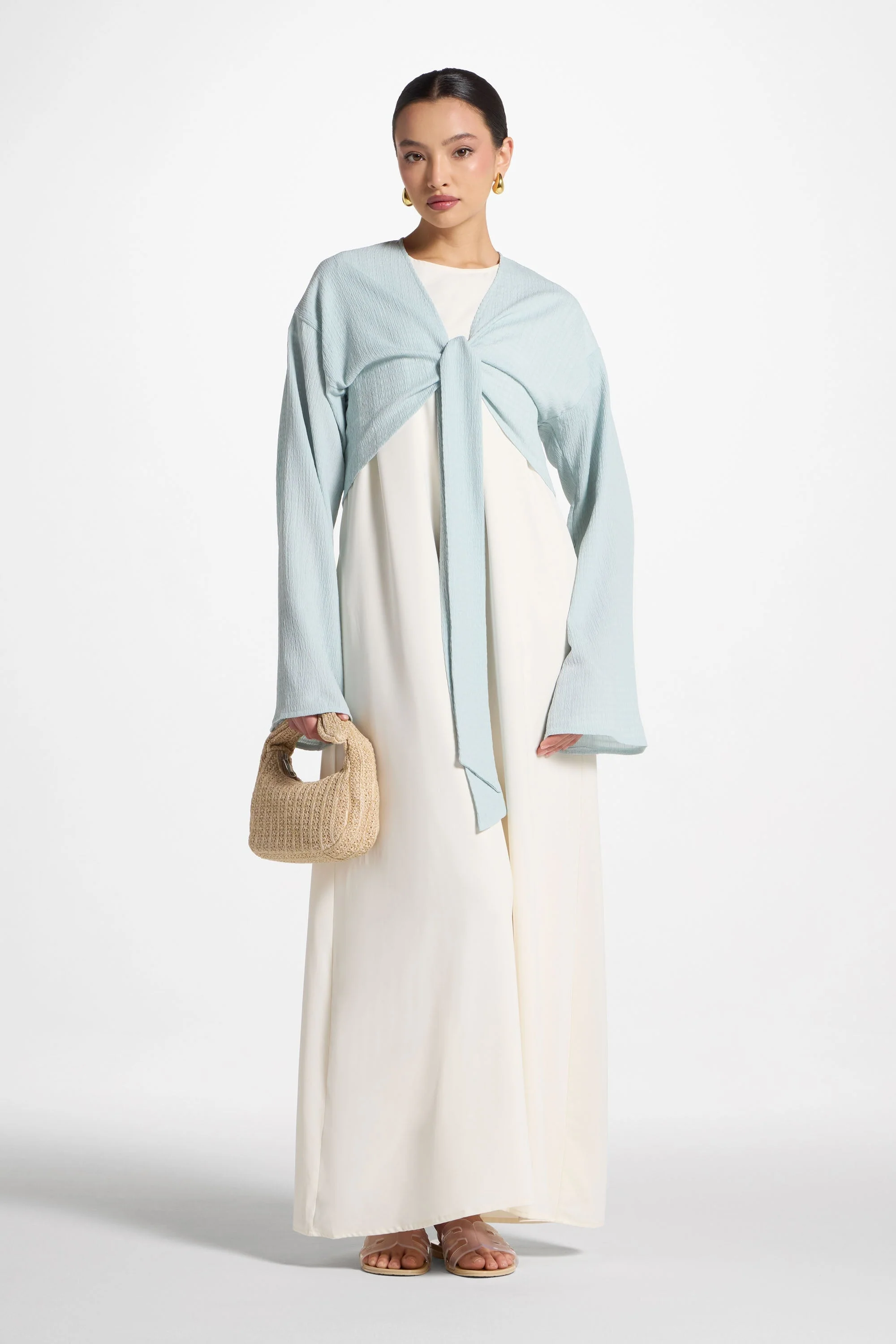 Wrap Tie Cardigan Top - Blue Sky - Image 3