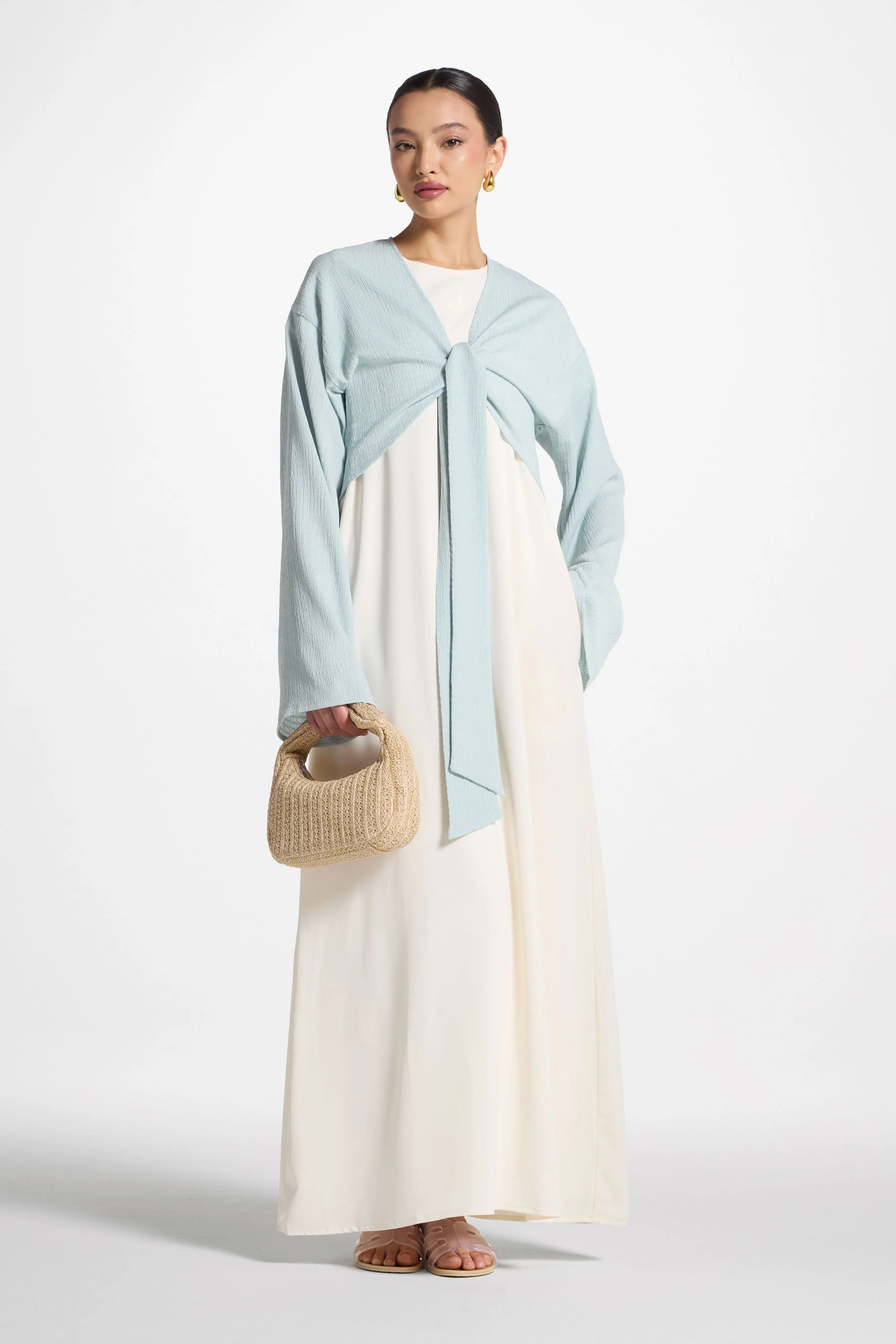 Wrap Tie Cardigan Top - Blue Sky - Image 4