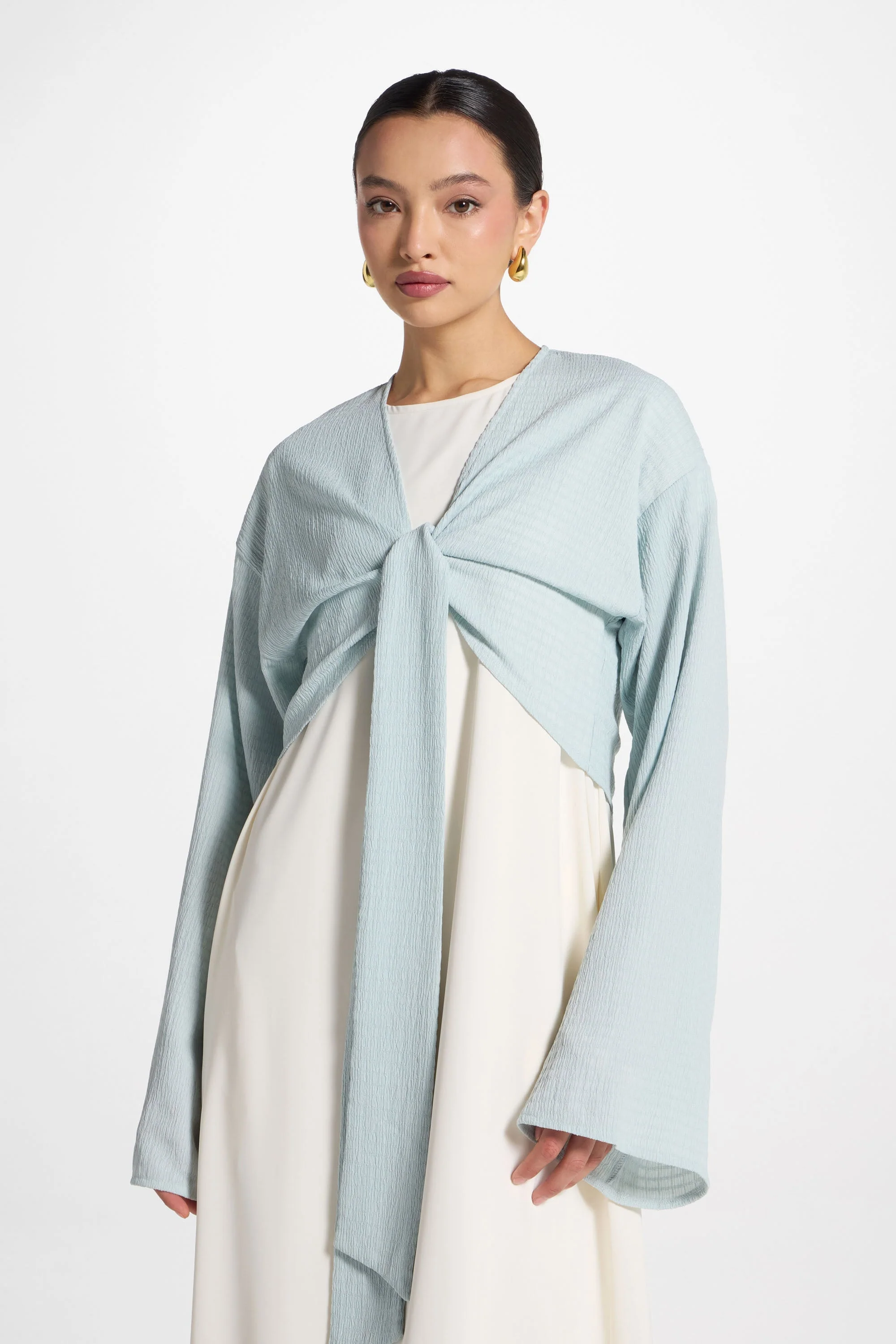 Wrap Tie Cardigan Top - Blue Sky - Image 5