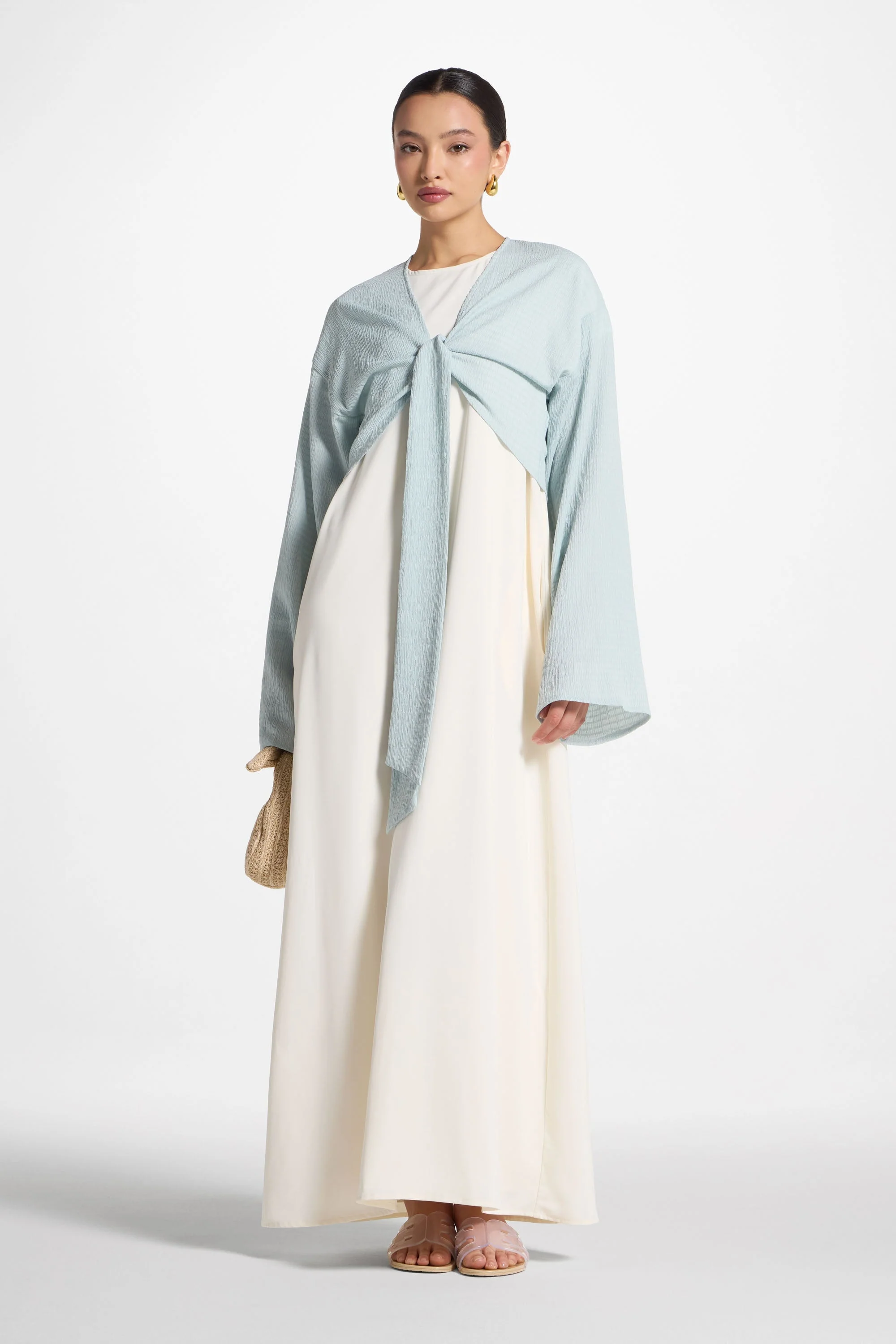 Wrap Tie Cardigan Top - Blue Sky - Image 6