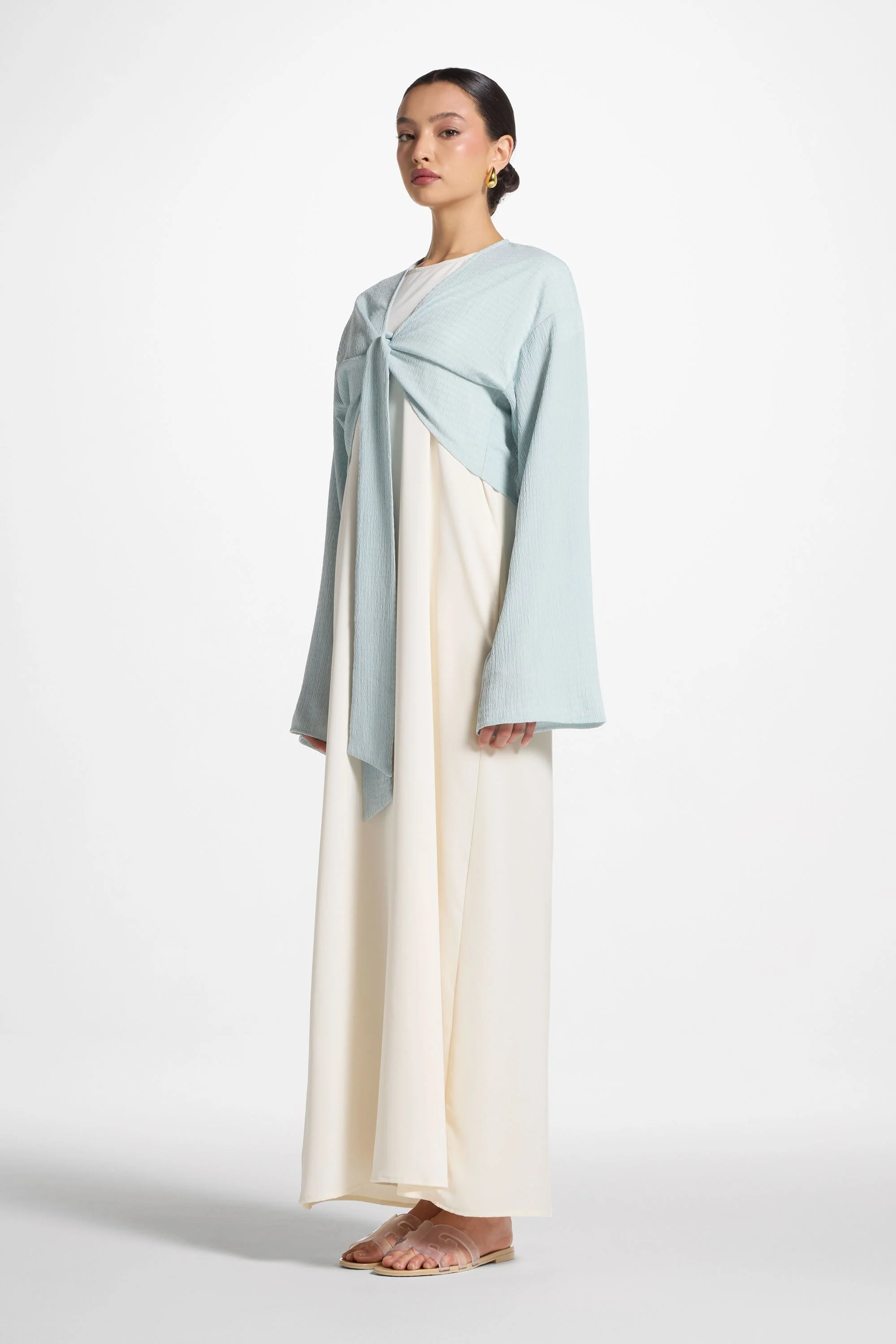Wrap Tie Cardigan Top - Blue Sky - Image 7