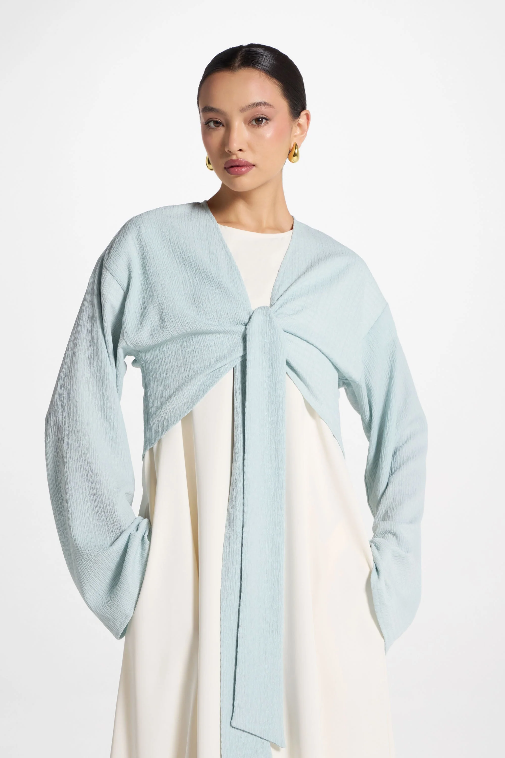 Wrap Tie Cardigan Top - Blue Sky - Image 9