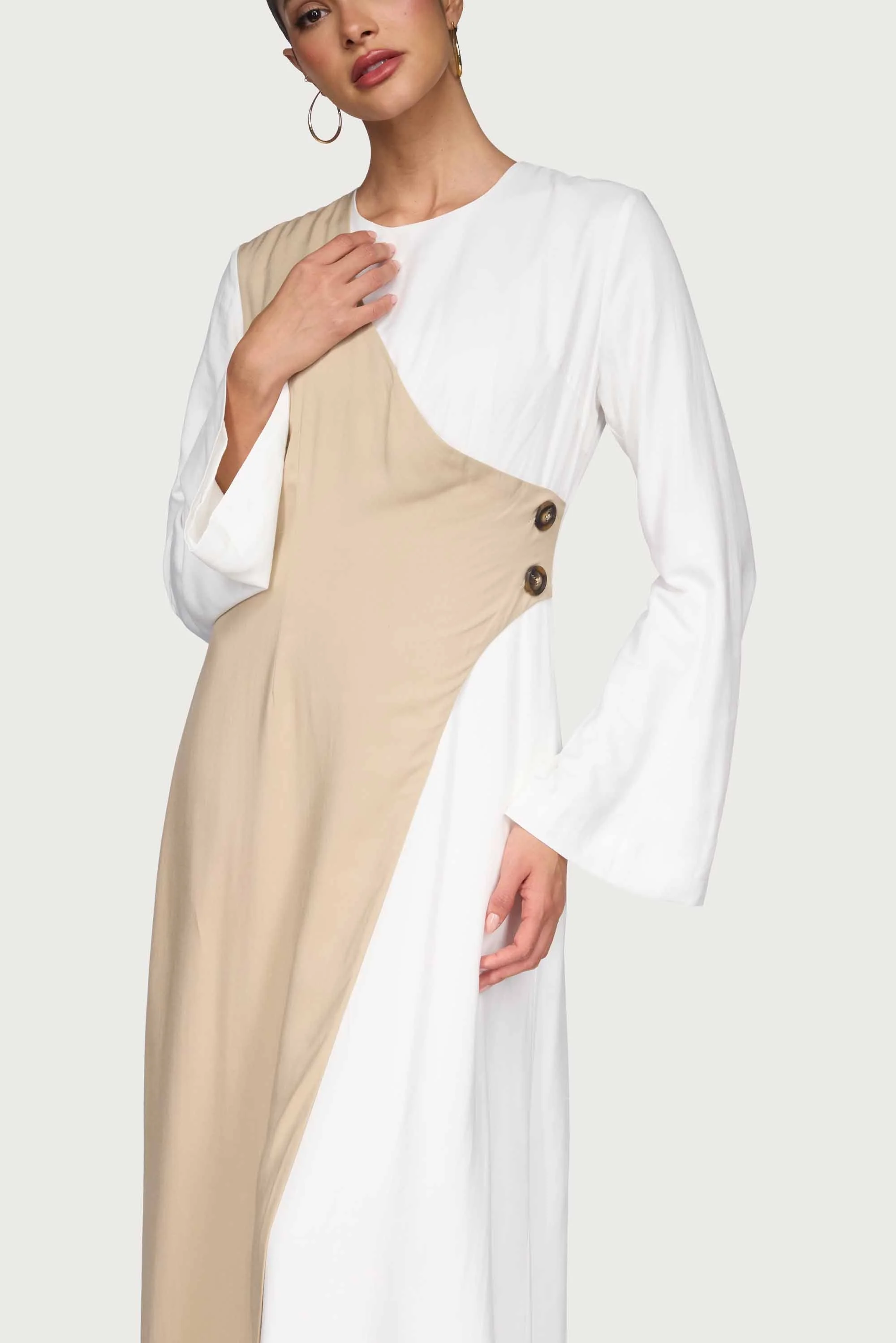 Yumna Contrast Wrap Maxi Dress - Sand Dune - Image 3