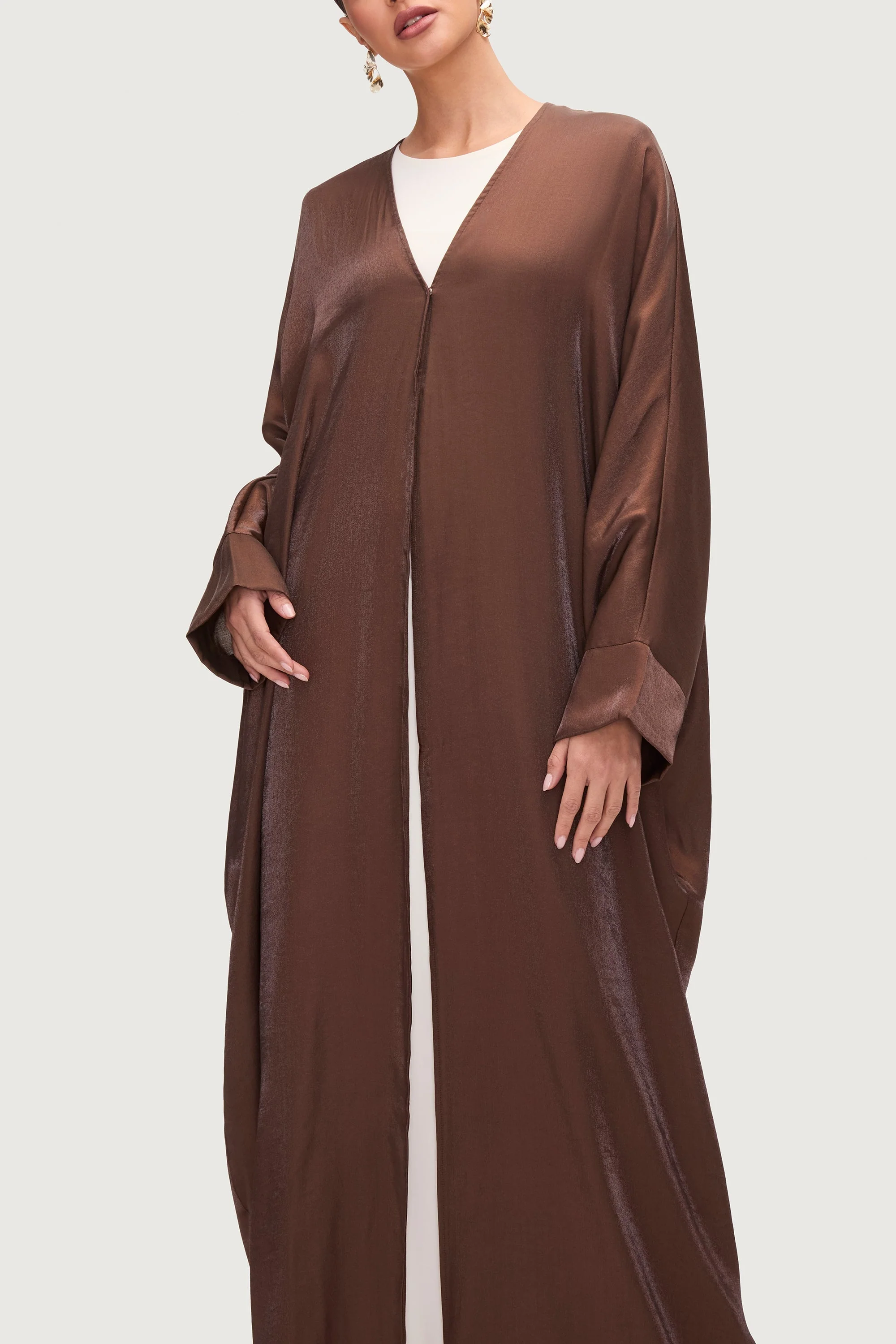 Zara Open Abaya - Chocolate - Image 3