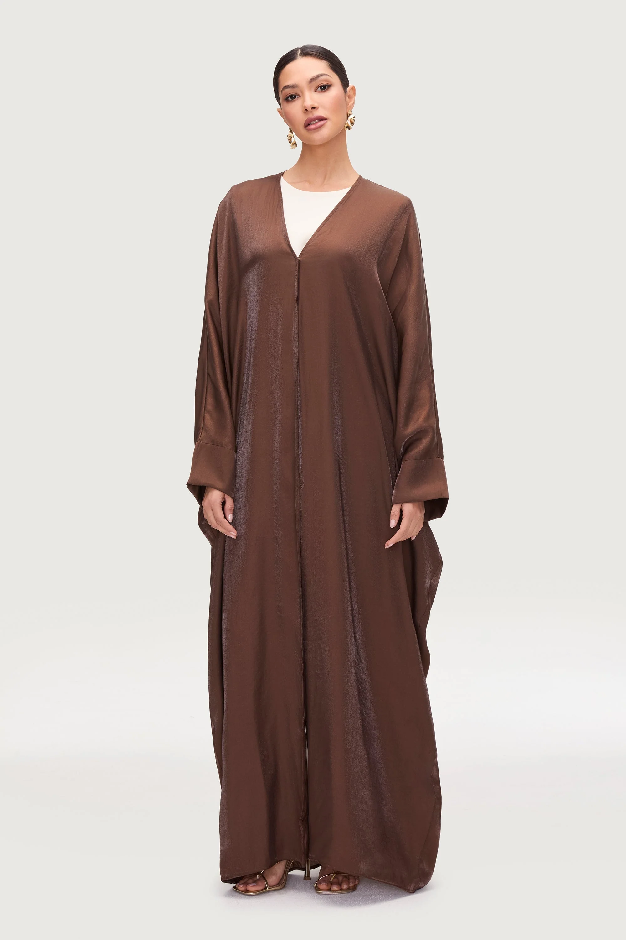 Zara Open Abaya - Chocolate - Image 4