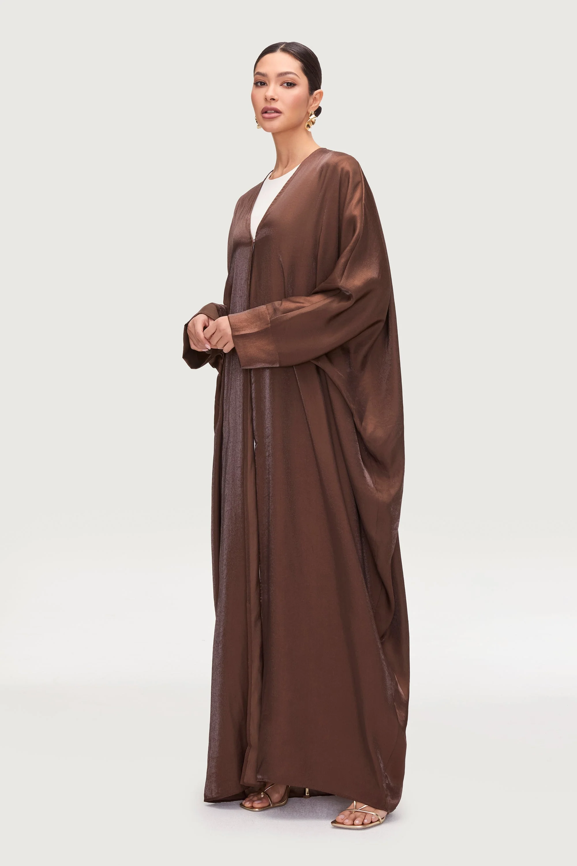 Zara Open Abaya - Chocolate - Image 5