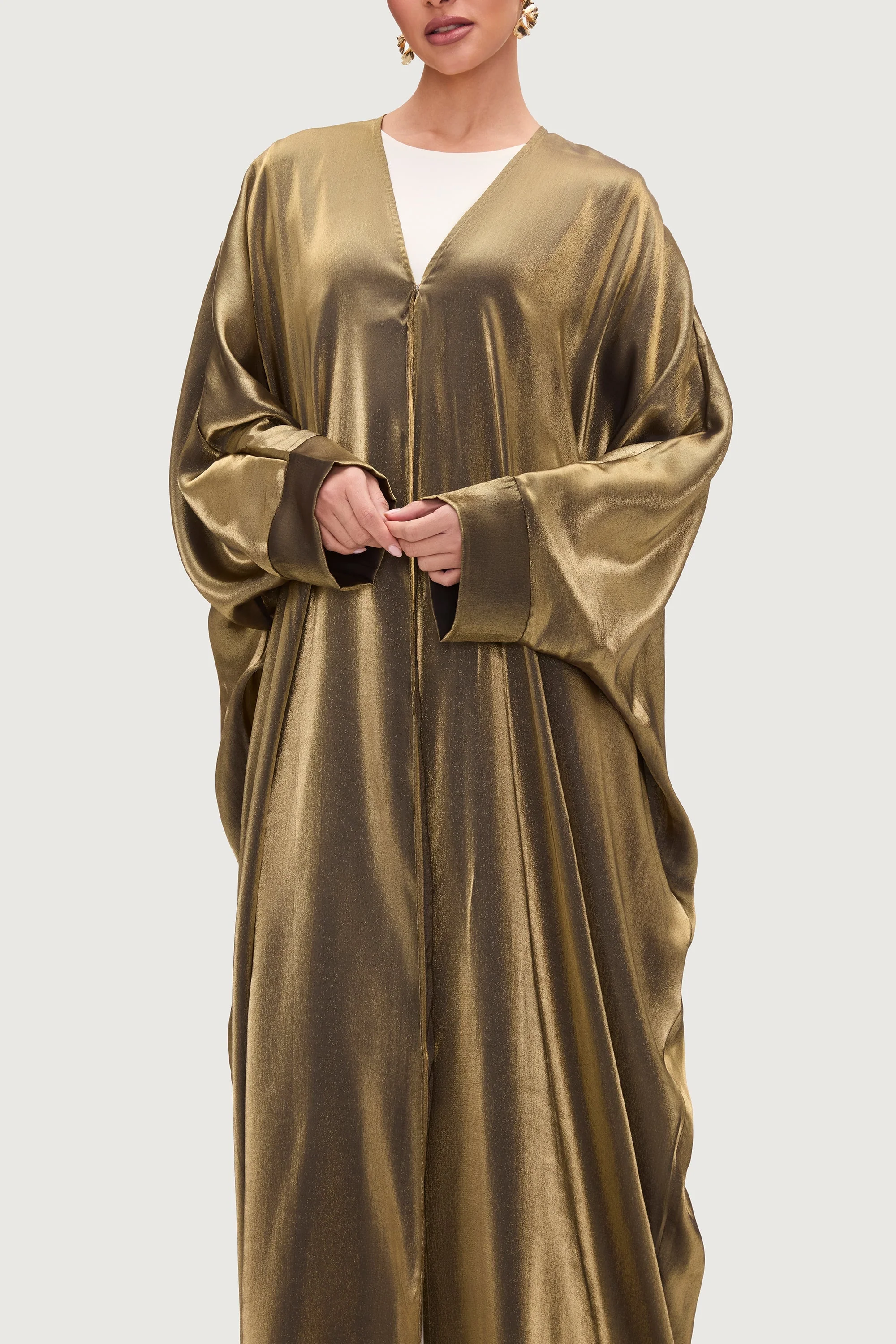 Zara Satin Open Abaya - Zaytoon - Image 3